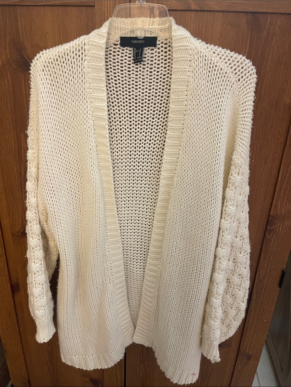 Forever 21 Cream Open-Front Chunky Knit Cardigan